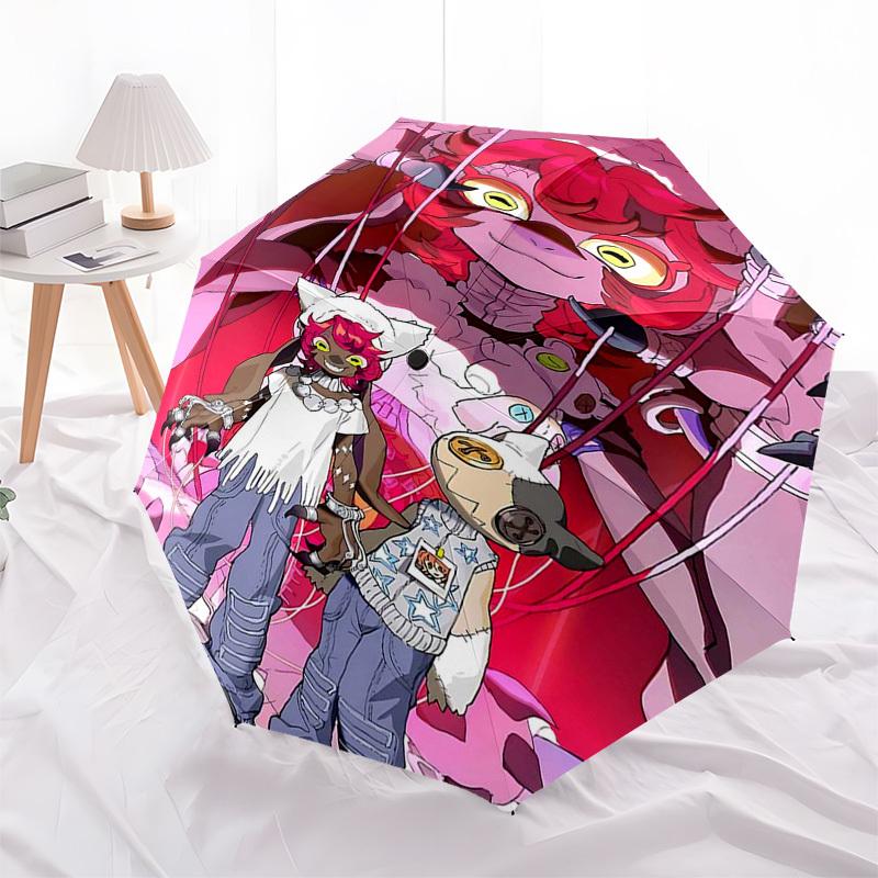 1pc Outdoor Umbrella with Monster Hunter Print - Automatic Opening/Closing, Portable 3-Fold Design, 8-Bone Iron Frame - Perfect Gift for Fans, Tr