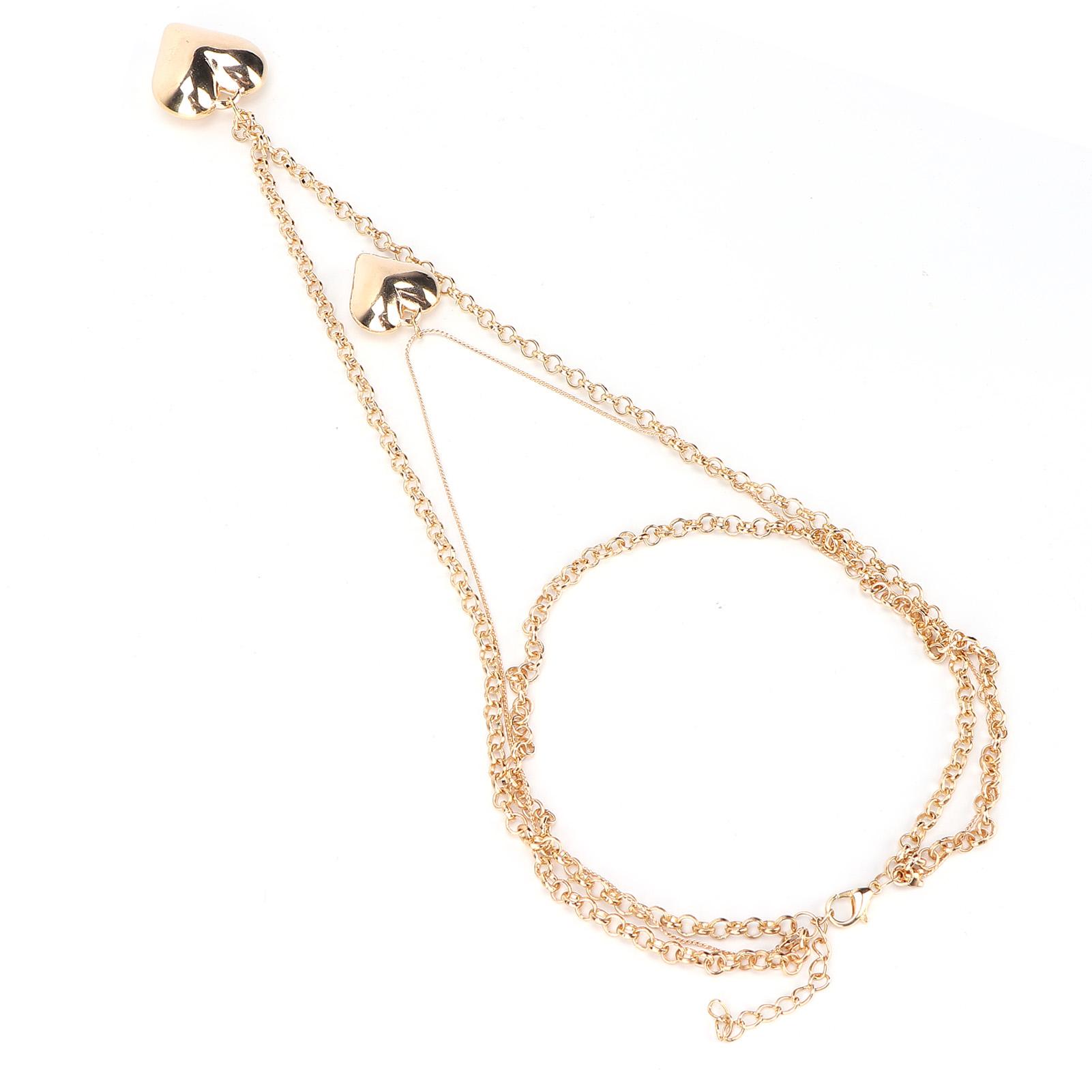 

Multilayer Heart Pendant Necklaces Alloy Heart Long Chain Necklaces for Women Gold