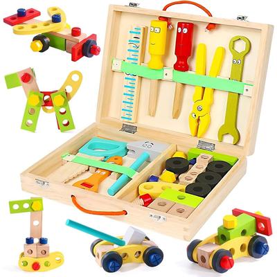 Çocuk Ahşap Oyuncak Alet Kutusu Montessori Oyuncak Eğitici Oyunlar Alet Kutusu Çocuk Çocuk Oyuncak Hediye Kızlar Erkekler 2 3 4 5 6 Yaş 34 Parça
