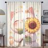 Die Katze und die Sonnenblume Vorhänge für Wohnzimmer Vorhang für Zimmer 2 Panel Halloween Dekoration Schattierungen Home Interior Vorhänge