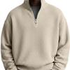 2025 EU Cross-border Men's Casual Half-Zip Hoodie | Autumn/Winter Waffle Knit Polo Shirt