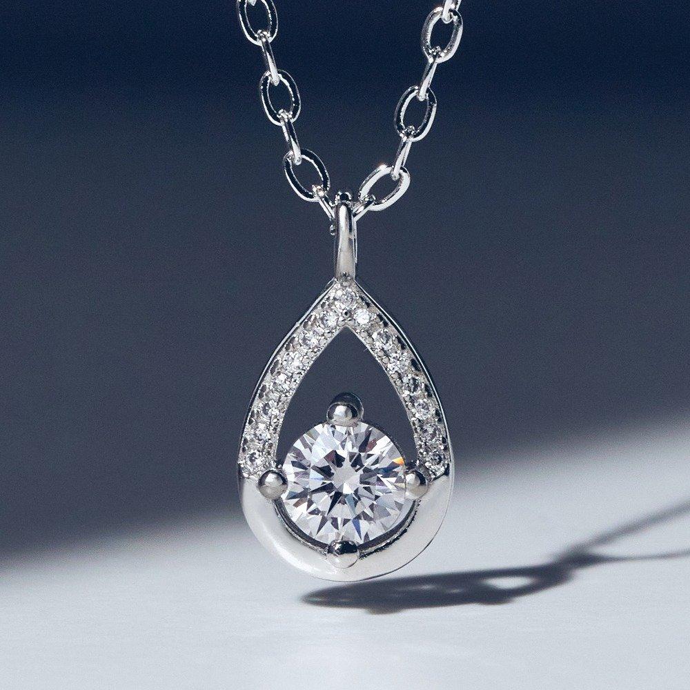 

14Kgf Princess Water Drop Cubic Necklace 92.5 Silver Nec0008 yellow gold