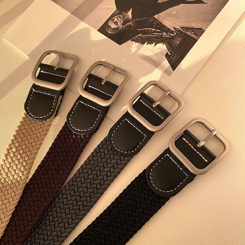 Unisex Fashionable Canvas Belt With No Hole Design And Chic Buckle Square