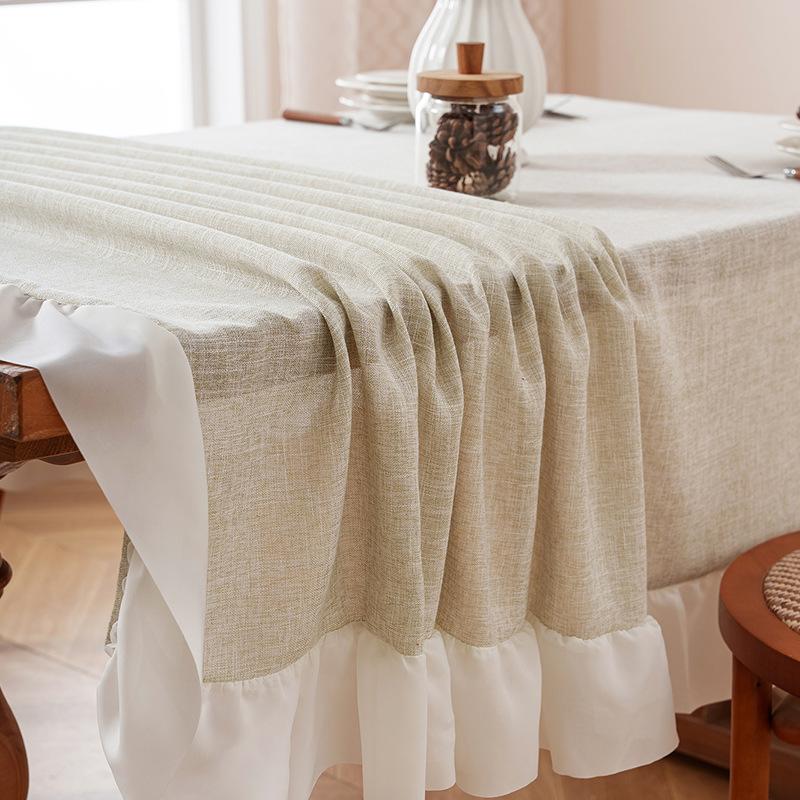 

Premium Textured Linen Tablecloth Ruffles Thickened Natural Cotton-Linen Blend for Dining Table, Conference Desk, Coffee Table Cover 140*100cm світло-зелений колір