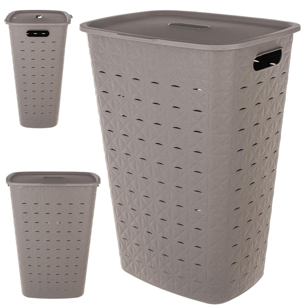 Laundry Basket, Underwear, Bathroom Container, 56L, Large, Lid, CURVER Softex