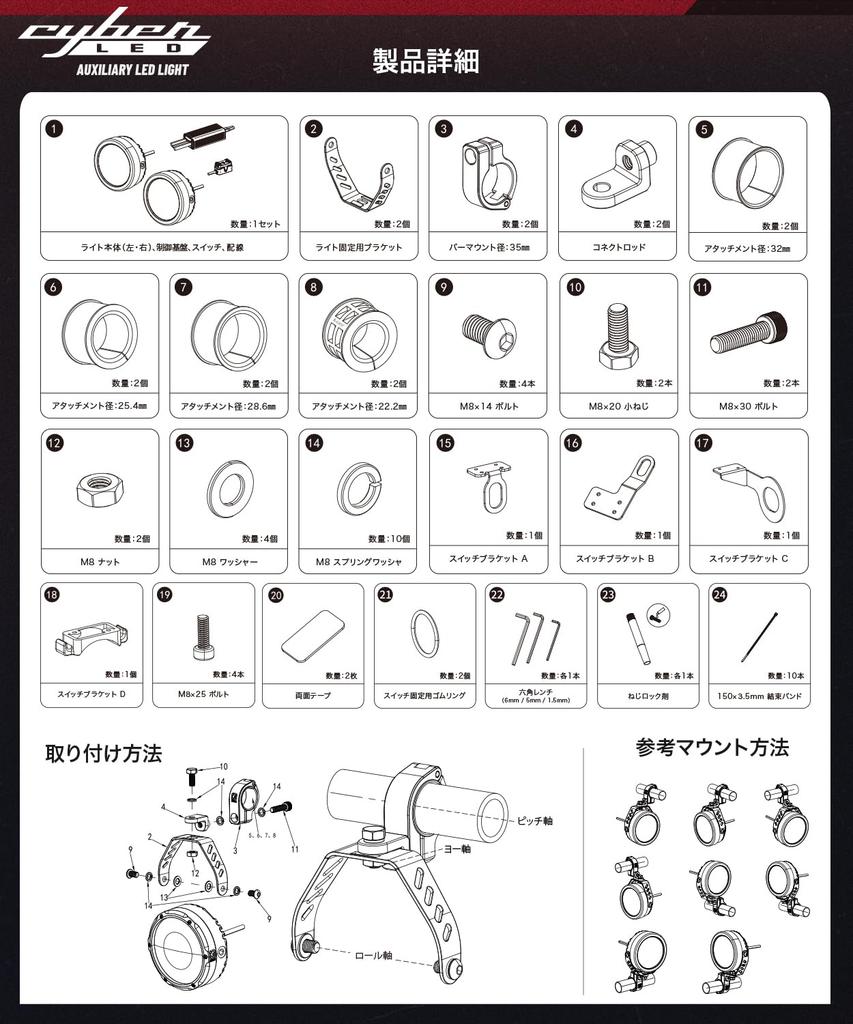 Kaedear Motorcycle LED Projector Fog Lamp Auxiliary Universal 20W x 2 White 6000K Yellow Kelvin IP67 Cyber LED Vehicle Inspection Light, Bulbs, /
