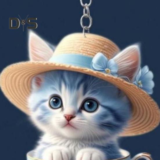 Cartoon Cat Acrylic Pendant Hanging Ornament High Durability Easy To Hang Decorative Car Rearview Mirror Keychain Pendant