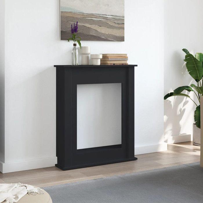 Black Fireplace Surround 75x20x87.5 Cm Engineered Wood