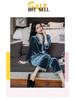Women's Golden Velvet Lace Pajama Set - Long Sleeve, Autumn/Winter Style, Sexy Homewear.