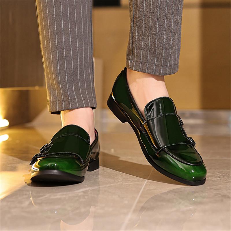 Designer New Fashion Men Mirror Patent Leather Dress Casual Shoes Monk Strap Loafers Party Wedding Dress Homecoming Footwear