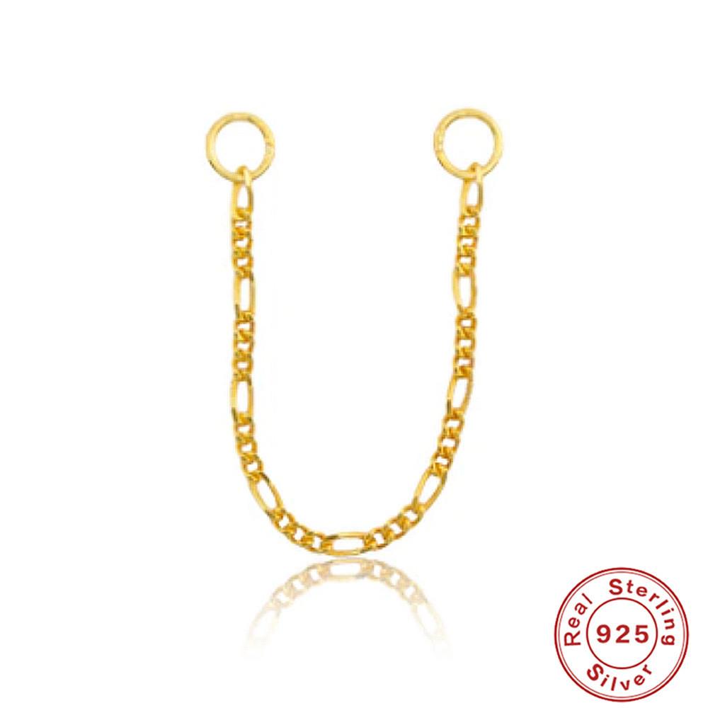 S925 Sterling Silver Fashion Personality Simple Versatile Chain Pendant Cartilage Chain Perforated Fashion Matching Earrings