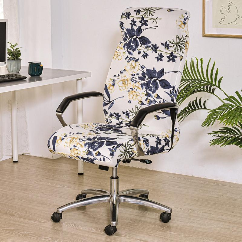 Stretch Computer Office Chair Cover With Durable Zipper Removable Spandex Rotating Boss Chair Slipcovers Anti-Dust M/L Sizes