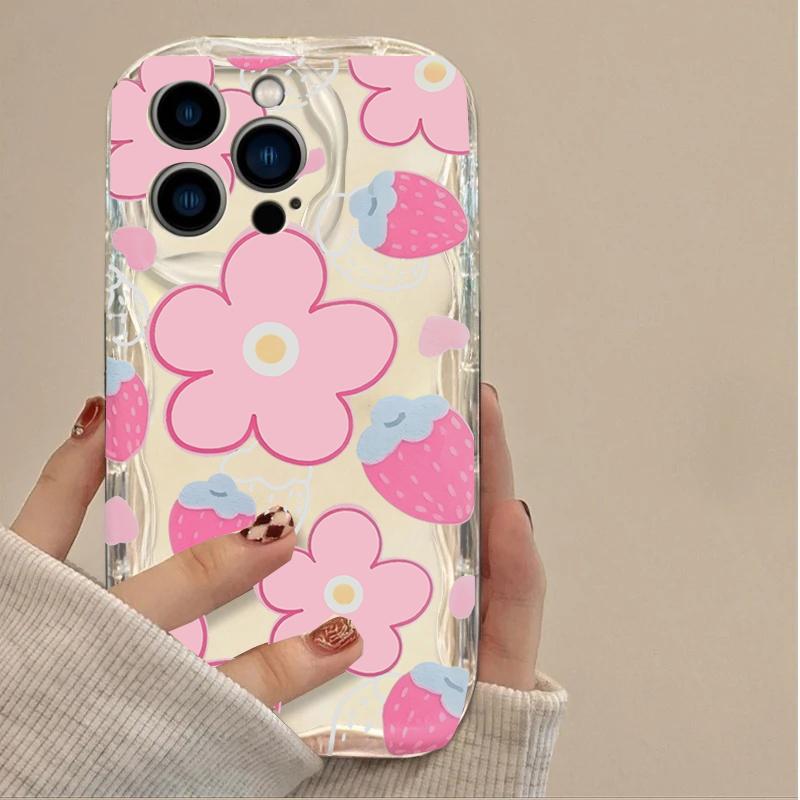 Cute Strawberry Flower Silicone Phone Case For Xiaomi Redmi Redmi 15C 15 14C 13C 12C 13 A5 Note 15 14 13 12 Pro Plus 5G 4G Cover
