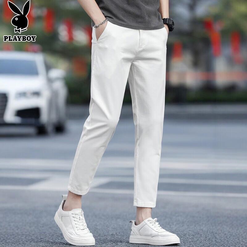 PLAYBOY Men's Ice Silk Cropped Casual Pants