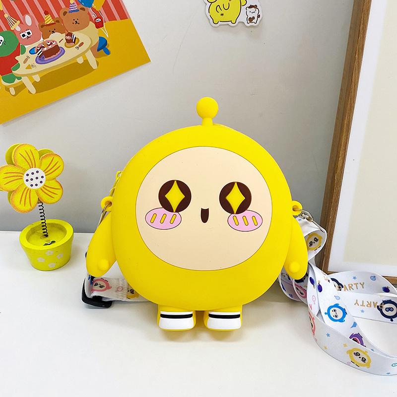 

Cute trendy children s small satchel 2025 silicone new foreign style children s bag boys and girls diagonally span change earphone bag tide жёлтый