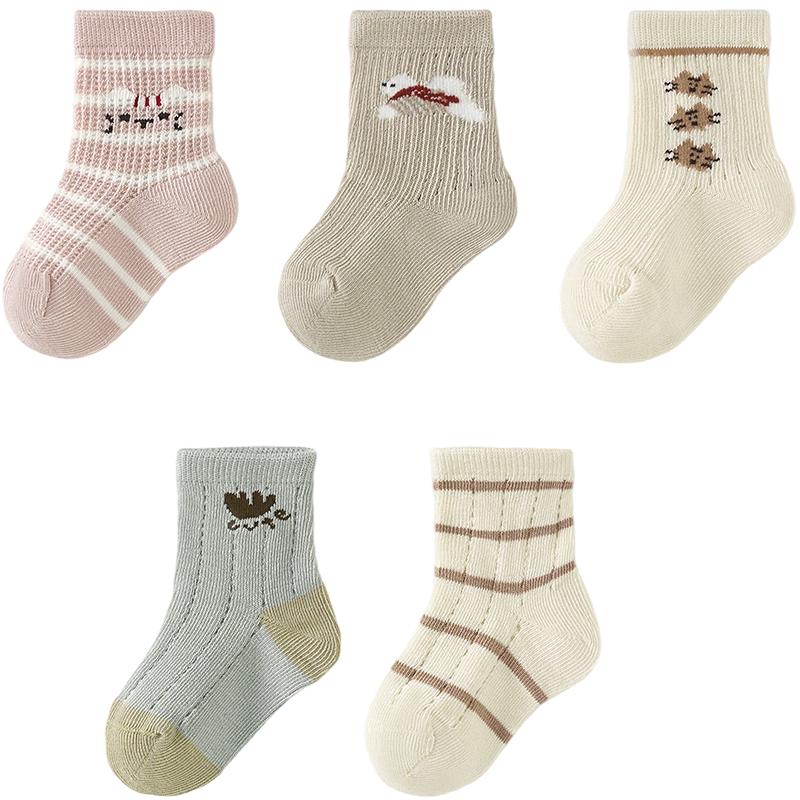 TONGTAI Unisex Baby Mid-Calf Boneless Toe Jacquard Socks 6-12 Months