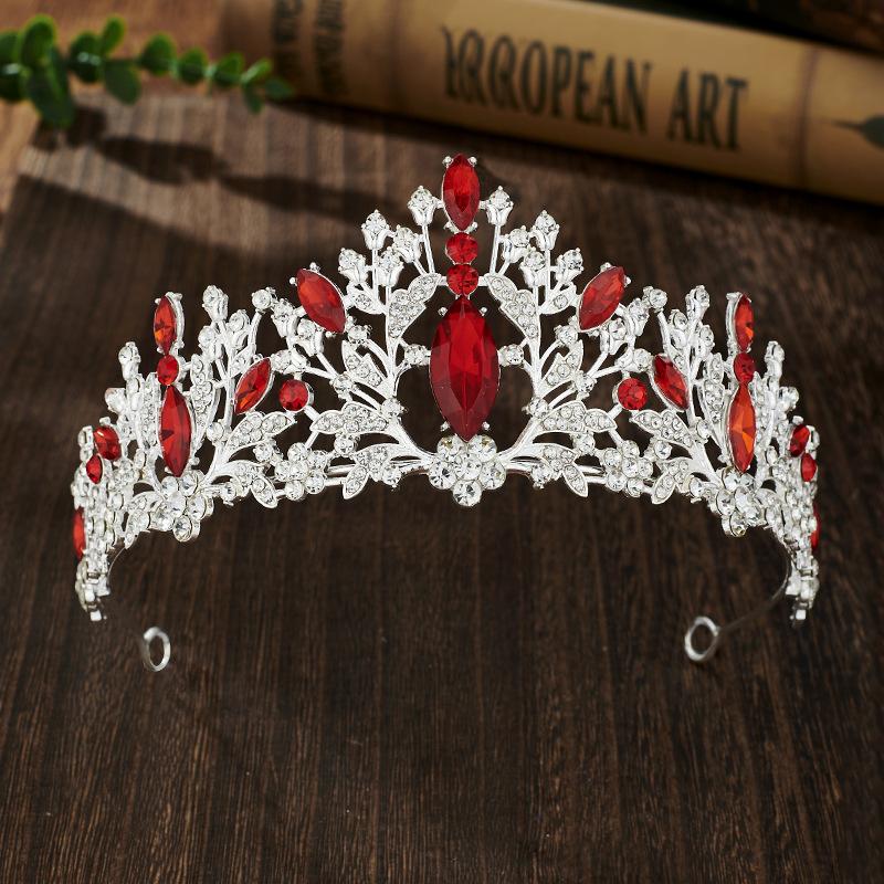 Colorful Rhinestone Bride's Crown Retro Style  Golden Wedding Design  Alloy Crown Headwear  Dress Accessories