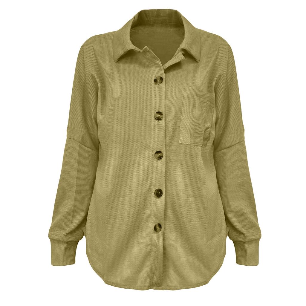 Fashion Women Color Casual Loose Cardigan Button Top T-shirt Long Sleeve Shirt