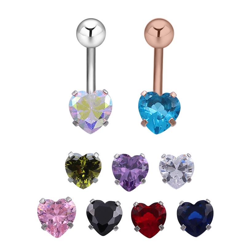 Pfirsichherz 5A Zirkon Bauchnabelring 2023 - 16G Piercingschmuck Neuheit