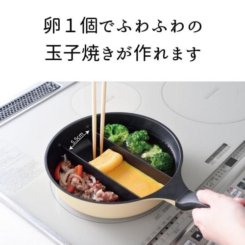Ernest Frying Pan (Center Egg Triple Pan Mini), Induction Compatible, Deep (Boiling), 20cm, Cooks Three Side Dishes Simultaneously, Egg Rolls, Time-Sa