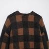 Womens Oversized Plaid Knit Coat Winter 2025 Round Neck Casual Elegant Cardigan Sweater