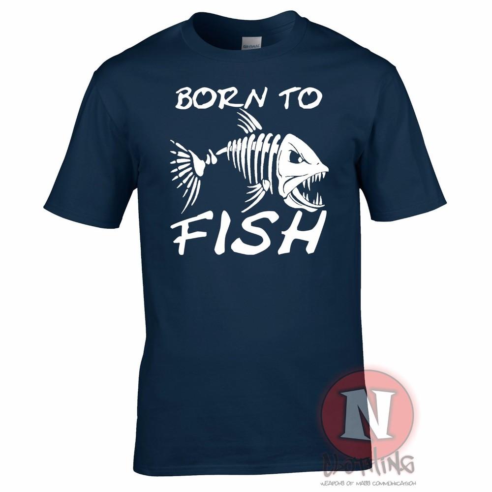 Born To Fish TShirt Angling Carp Fly Sea Fishing Rod For Birthdays Fathers Day