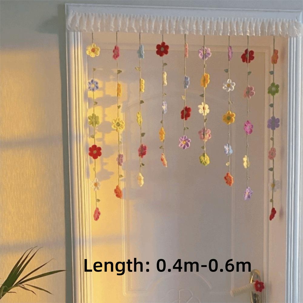 9pcs Hanging Artificial Flower Curtain Colorful Flowers Room Decorative Curtain  Bedroom Decoration
