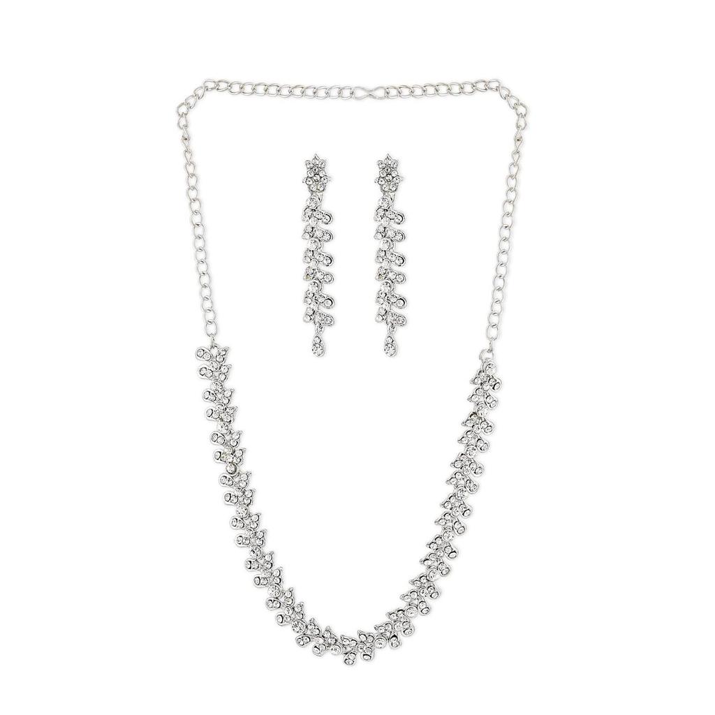 Twinkling Leaf Twigs Austrian Diamond Necklace Set for Women