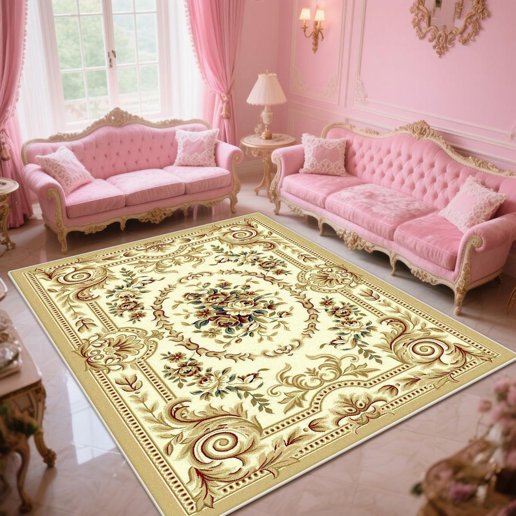 European Luxury Carpet Flower Decoration Living Room Large Area Rugs Classical Bedroom Sofa Fluffy Soft Foot Mat Customizable