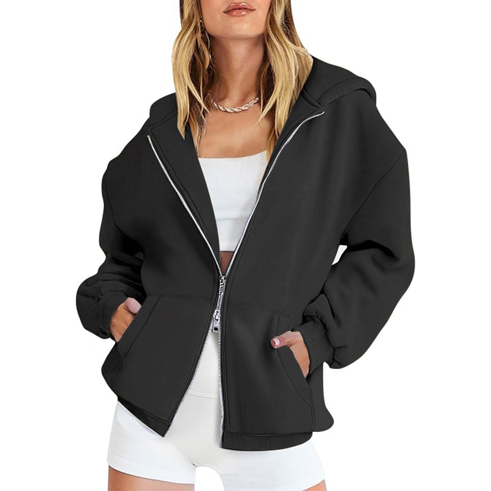 Женские толстовки с капюшоном на молнии с длинным рукавом — фото 8