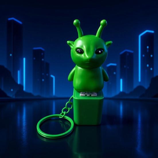 1/2/3Pcs Green Aliens Button Keychain Fidget Toy with Sound LED Lights Stress Anxiety Relief Keyboard Clicker Decompression Button Sensory Toy