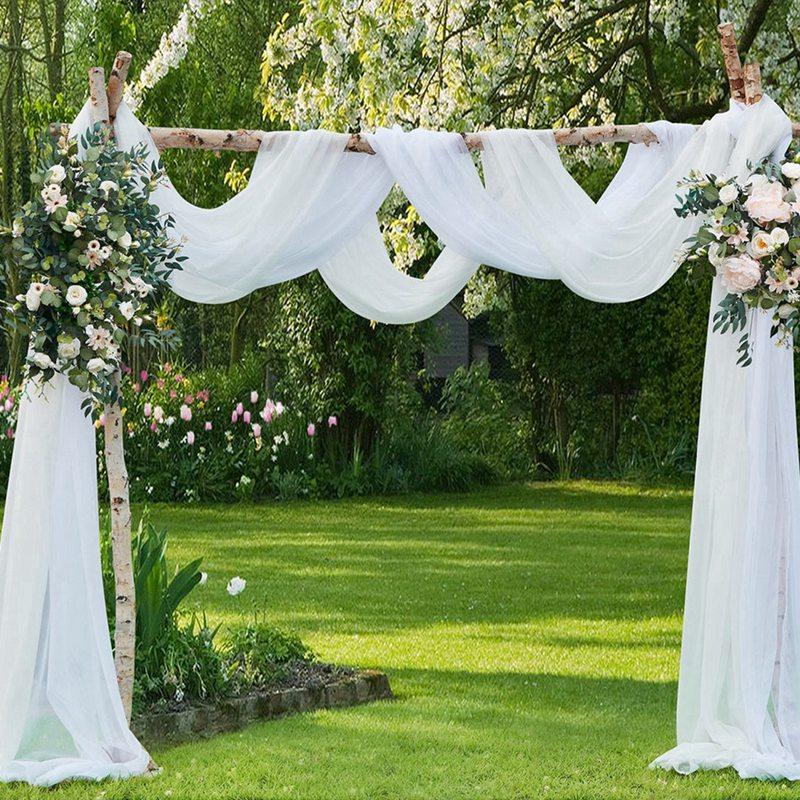 10M Wedding Decoration Crystal Tulle Roll Organza Sheer Fabric For Wedding Arch Birthday Party Backdrop DIY Decor Chair Sash
