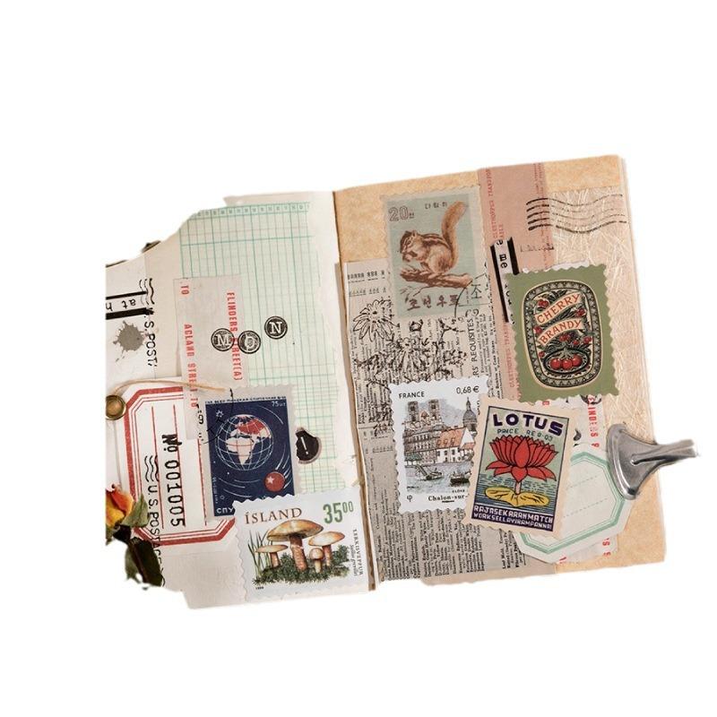 46 pcs Vintage stamp style Stickers pack Decorative Hand Account Diary Album handmade Diy Scrapbooking accessories