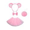 Cartoon Bear Ears Headband Bows Tie Mini Skirt Fashionable Soft Fabric Hair Accessory for Women and Kids