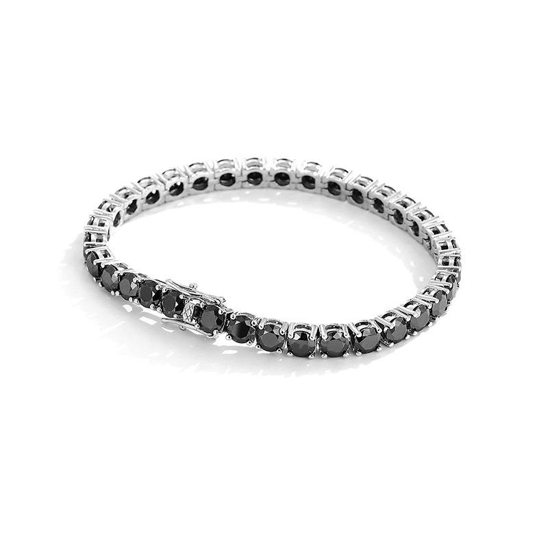 Bague Ringen Schwarzes Diamant-Moissanit-Armband für Herren, voller Diamant, S925, reines Silber, luxuriöse, einfache Tenniskette über Bohrstift mit Zertifikat