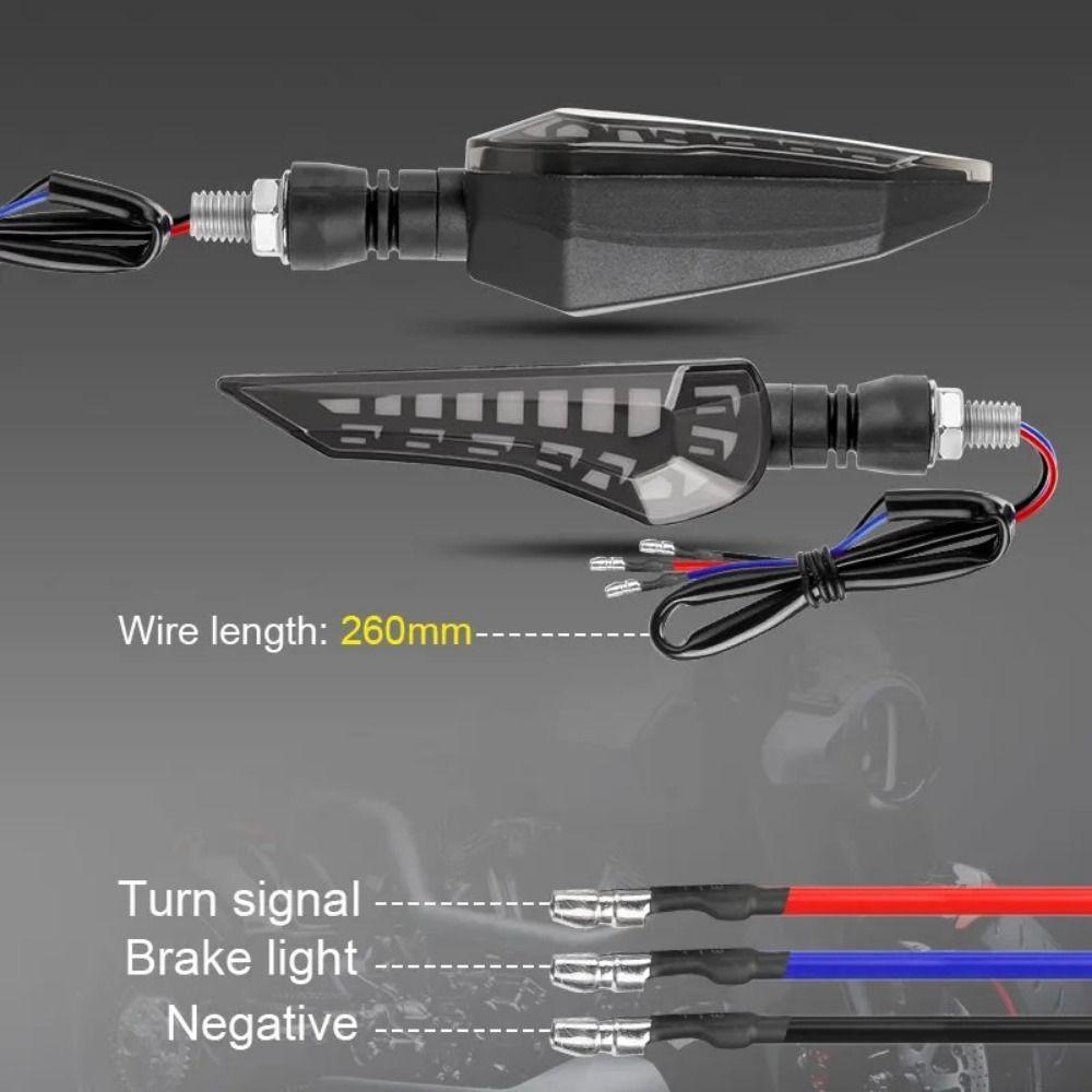 2pcs New Motorcycle LED Turn Signal Light Black ABS Indicator Lamp Brake Stop Lamp Directional Sequential Turn Signal Lamp
