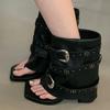 Fashion Brand Designer Shoes Woman Heeled Sandals Summer Ankle Boots Flip Flops 2025 New Clip Toe Square High Heels Leather Goth Chunky