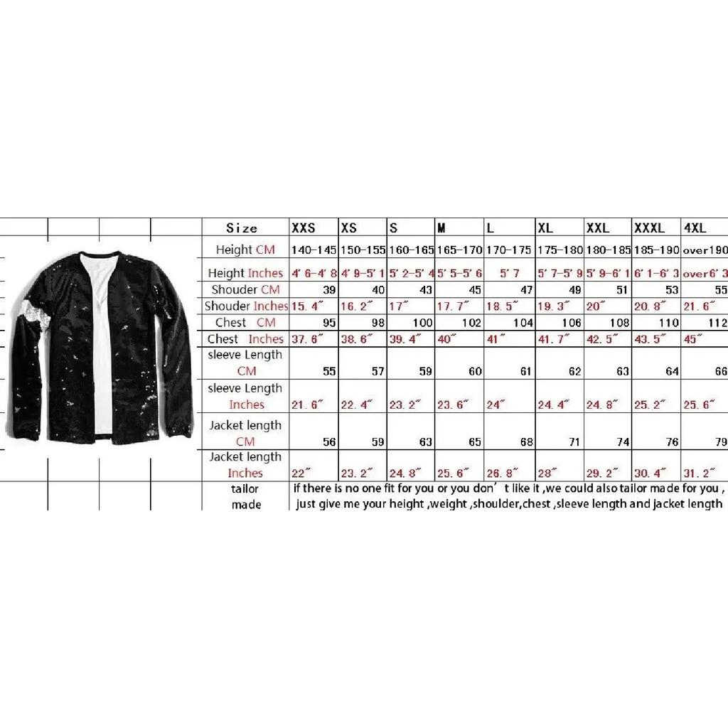 Impersonator Michael Joseph Jackson Costumes Jacket Sequies Black Shining Jacket