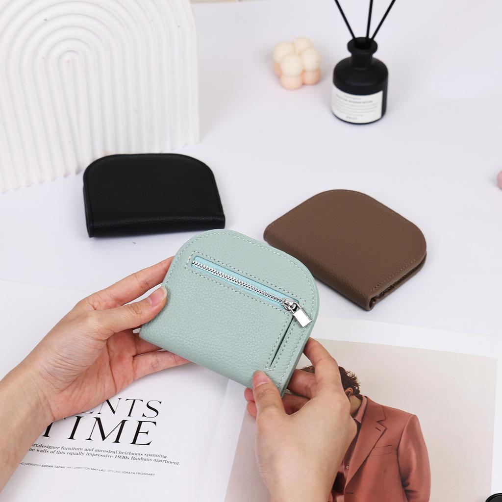 Newest Style Small Wallet Semi-Circle Solid Color Mini Coin Purse Simple High-End Multi-Card Slot Card