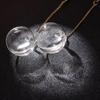 Korean Iridescent Glass Ball Earrings: Trendy Transparent Dangle Studs for Women