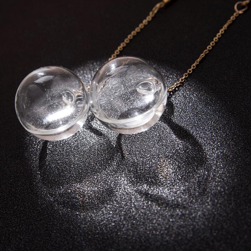 Korean Iridescent Glass Ball Earrings: Trendy Transparent Dangle Studs for Women