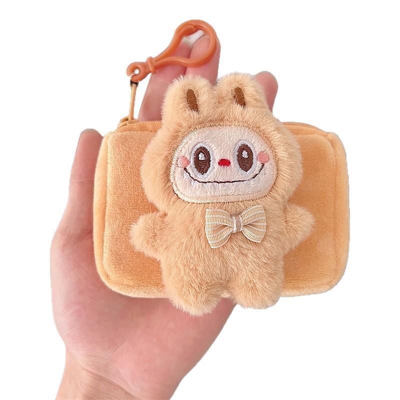 Labubu Full body ragbag bunny square plush coin purse portable card holder carry-on mini bag CLE