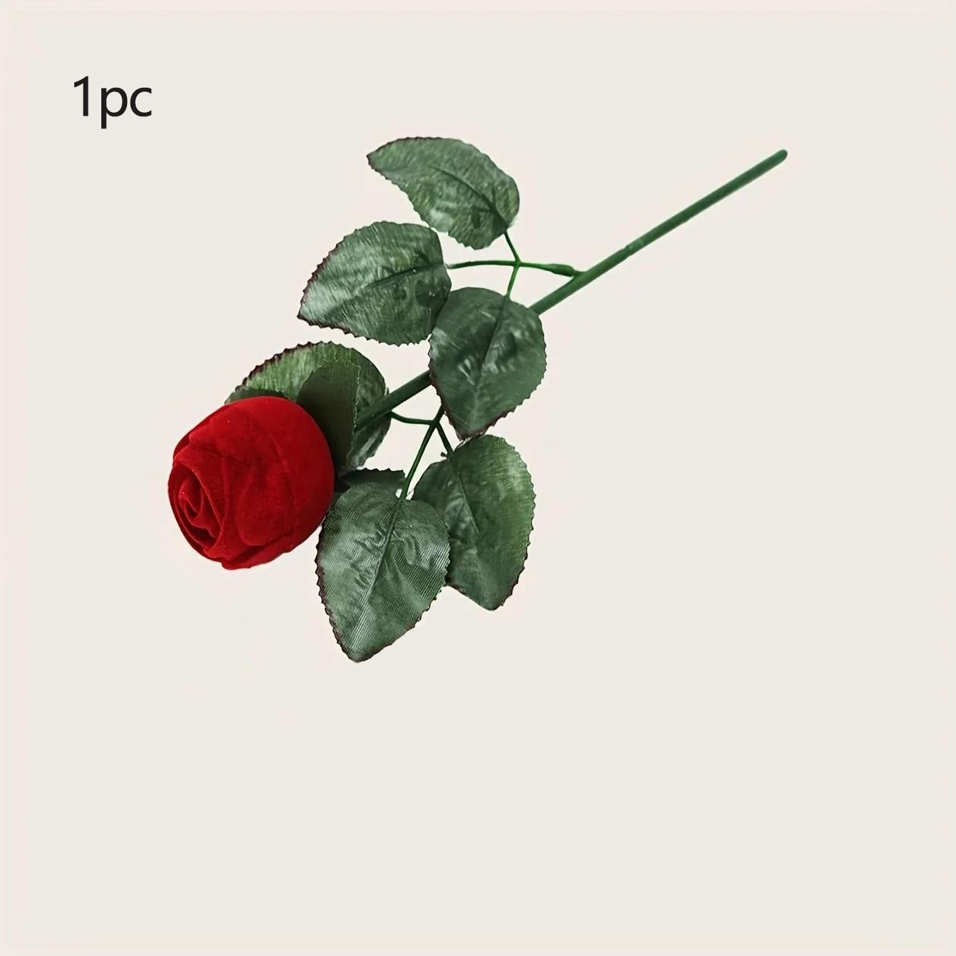 1/3/5pcs-Flocked Rose Ring Box Long Root Rose Earring Ring Storage Box High-end Gift Box Engagement Ring Storage Box