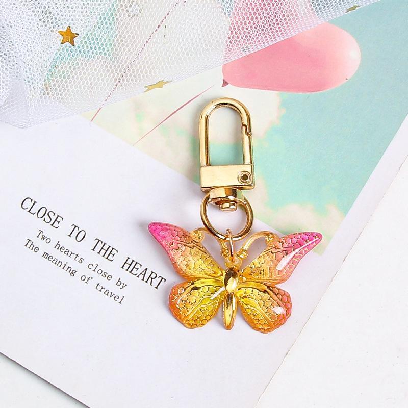 10Pcs Gradient Color Alloy Pendant Key Ring Clip Hook Butterfly Enamel Keychain For Handbag Backpack Car Keys Diy Accessory