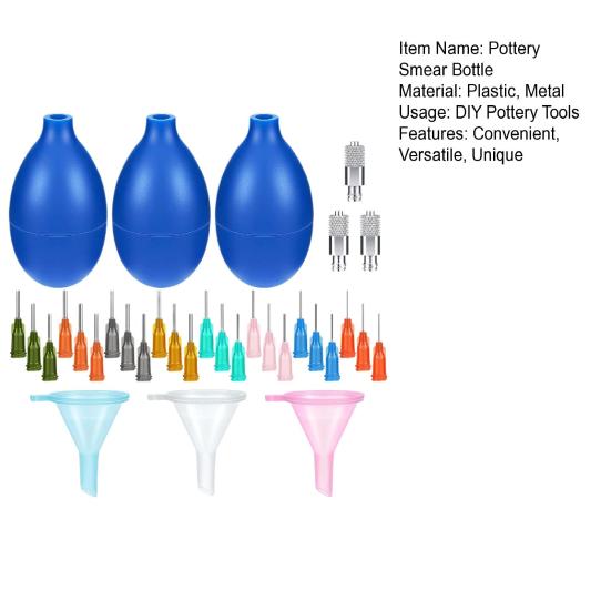 1 Set Pottery Smear-Flasche, praktisches Befüllen, vielseitige Nadeln, einfaches Drücken, Pottery Glaze Precision Tip Applikator-Flaschen-Set