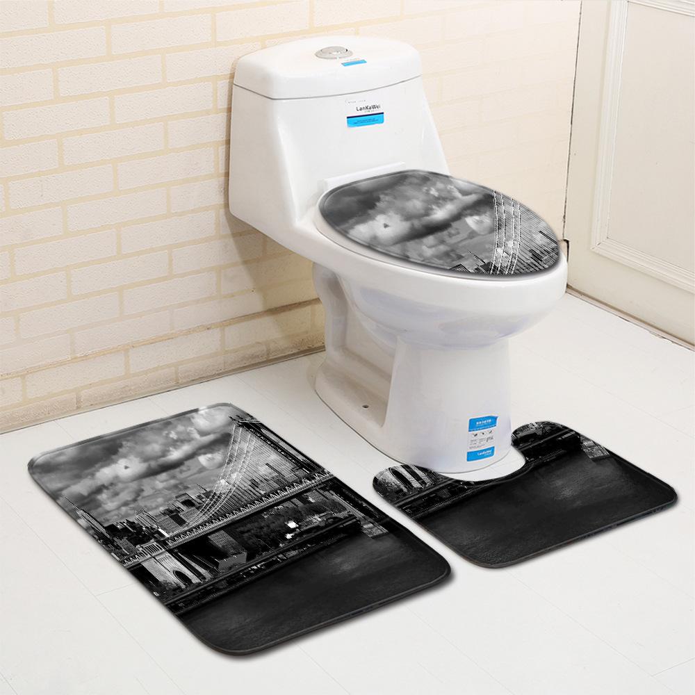 Bathroom Floor Mat Bathroom Mat Toilet Three-Piece Set