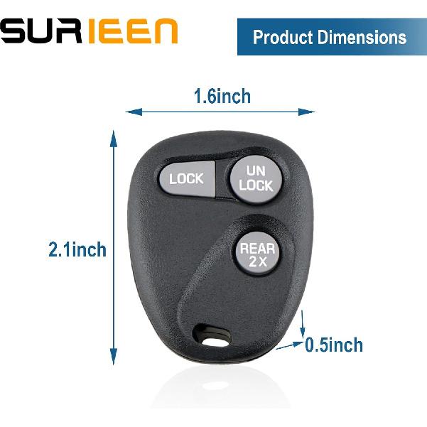 Keyless Entry Remote Control Replacement for Chevrolet Tahoe 1996-2000, Suburban 1997-1999, Yukon 1997-1999, Express 1997-2002, 3 Button Smart Car