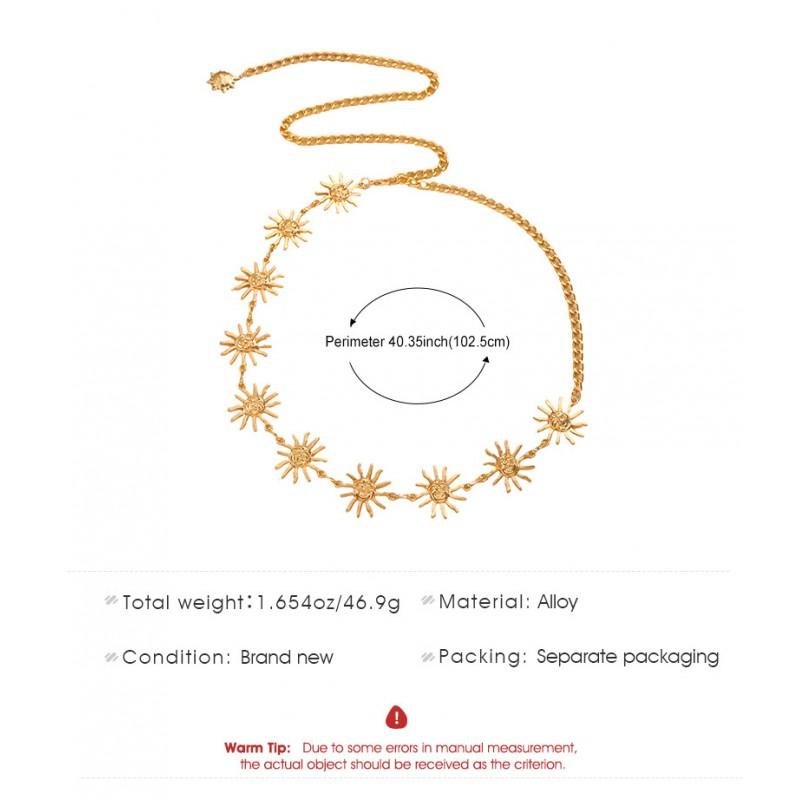 Metal Sunflower Smiley Waist Chain Belt Women Boho Body Jewelry Accessory