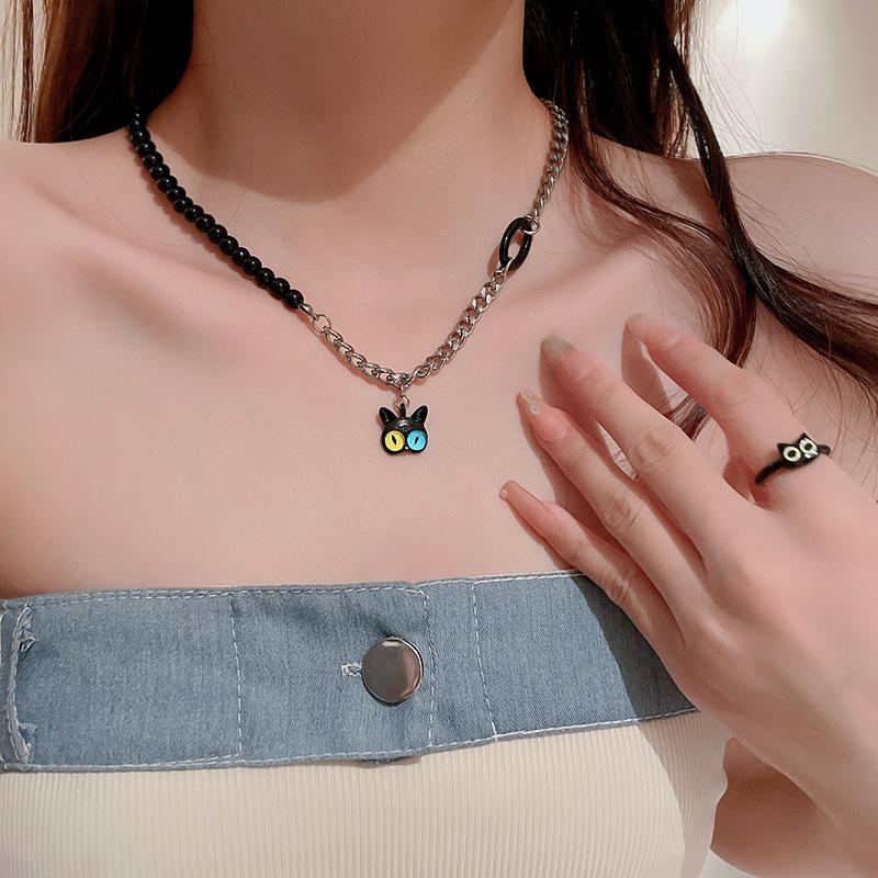 Dopamine Acrylic Cartoon Kitten Hip-Hop Necklace