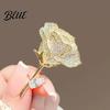 Exquisite Jewelry Gift Rose Brooch with Diamonds Dazzling Alloy Lapel